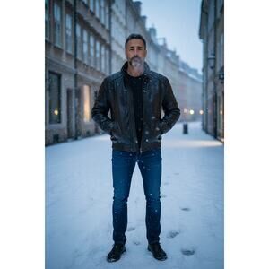 Roundtree and Yorke Vintage Men's XL Black Leather Bomber Jacket